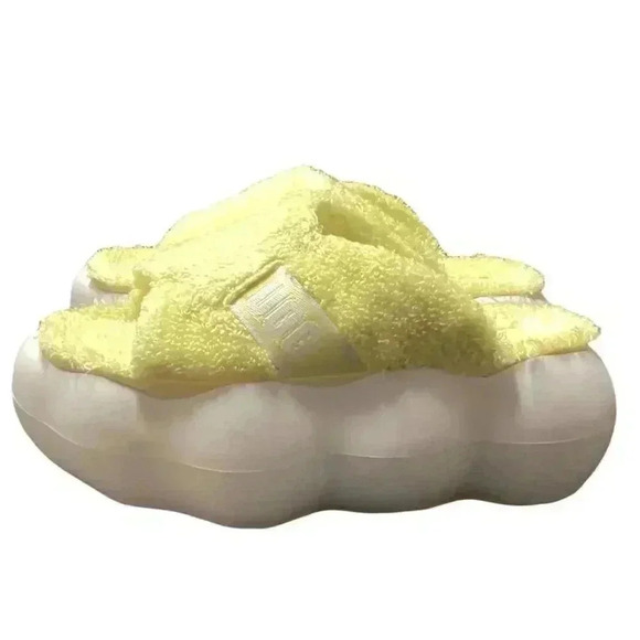 Ugg Sugarcloud Womens 9 Slide Platform Sandals Yellow Terry Slippers Shoes NEW - Picture 7 of 9